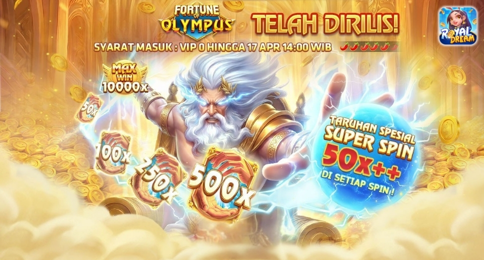 Fortune of Olympus Resmi Dirilis di Royal Dream: Fitur Putaran Spesial & Bonus Besar