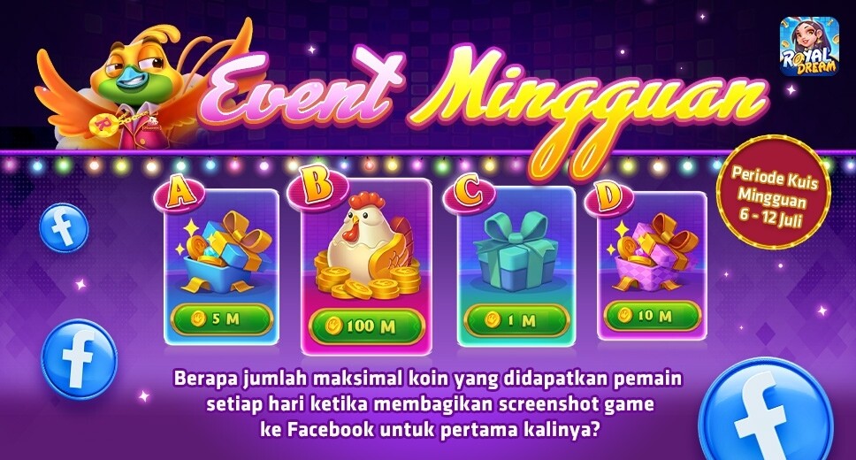 Event Kuis Mingguan Royal Dream 6–12 Juli 2026 | Hadiah Facebook